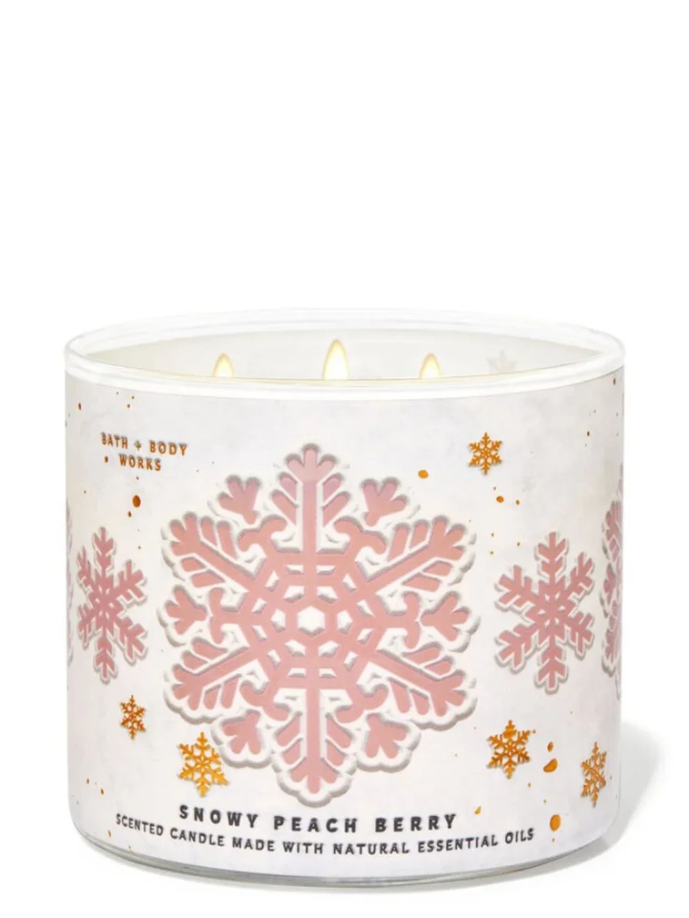 Bath and Body Works Snowy Peach Berry 3-Wick, 1.45 oz Candle NEW - Picture 1 of 2